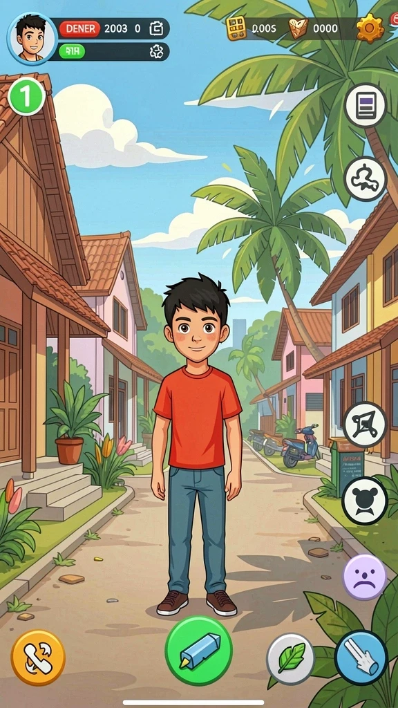 Screenshot menunjukkan tampilan level pertama yang menantang.