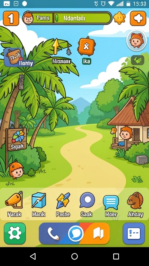 Tampilan awal game dengan karakter yang menarik.